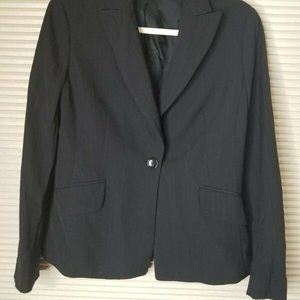 Ann Taylor Virgin wool black textured striped women jacket blazer size 8